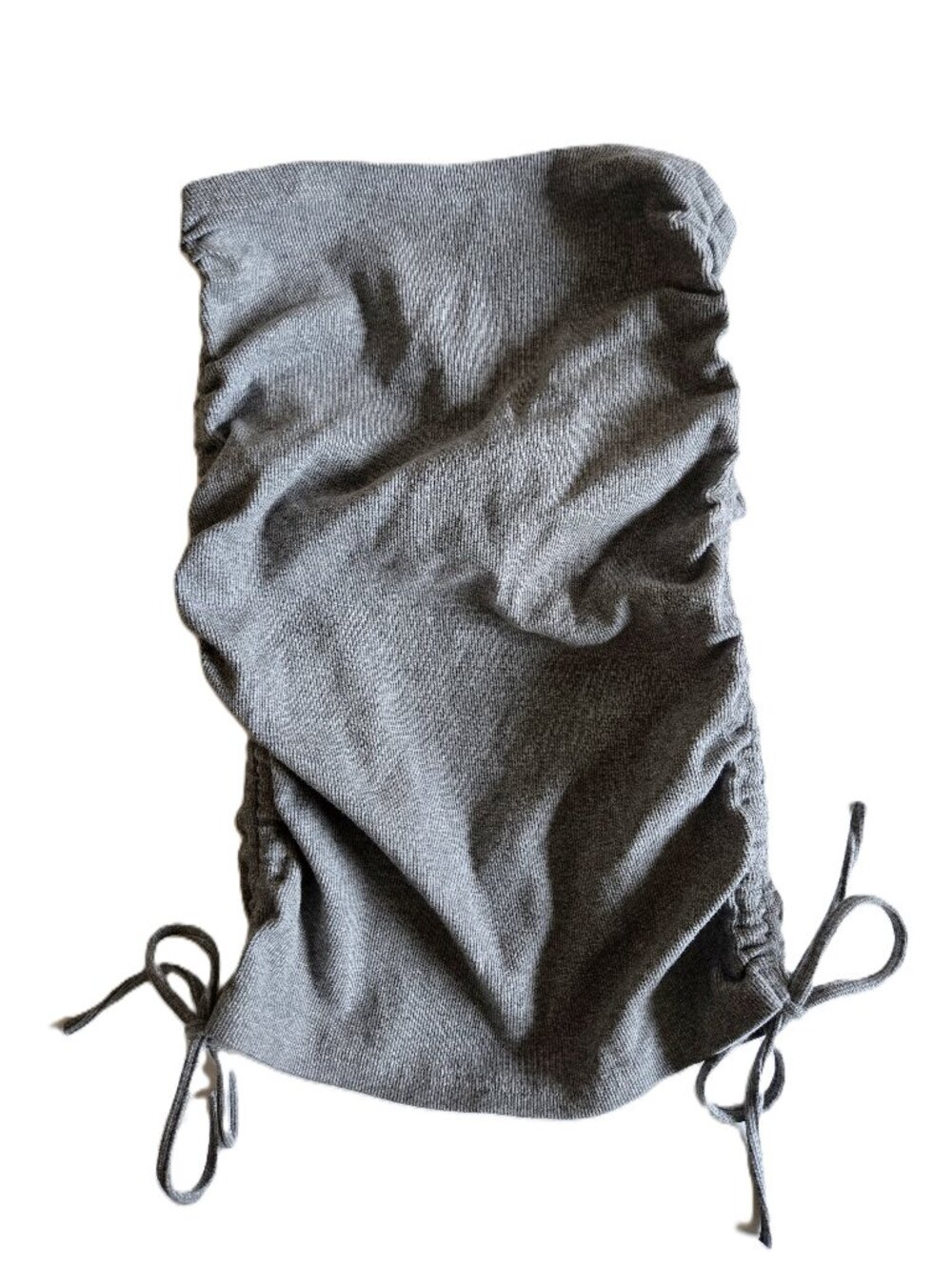 Ruched Ribbed Side Drawstring Stretchy Short Skirt
